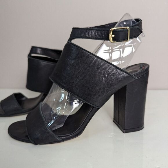 Vintage Le Chateau Leather Strappy Heels Women’s Black Y2K 90s Sz 7 4” Heel - Picture 2 of 10